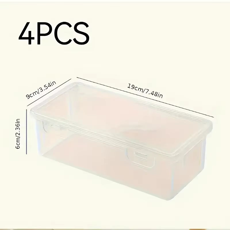 4-Pack Clear PP Storage Boxes with Lids
