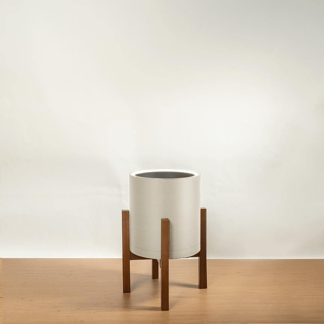 Aura | Medium Round LED Planter - Luna White
