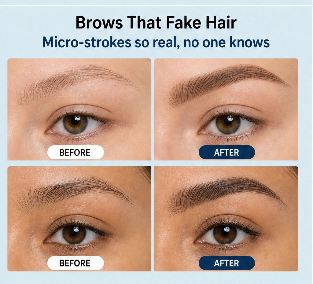 2-in-1 Waterproof microblading brow pen with tint brush