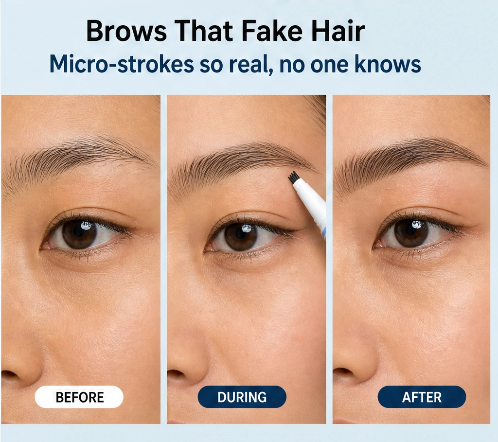 2-in-1 Waterproof microblading brow pen with tint brush
