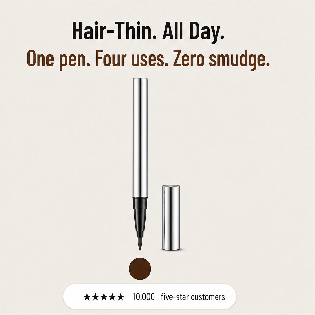 Ultra-fine 4-in-1 waterproof liner pen for brows, eyes & hairline + buy 1 get 1 free