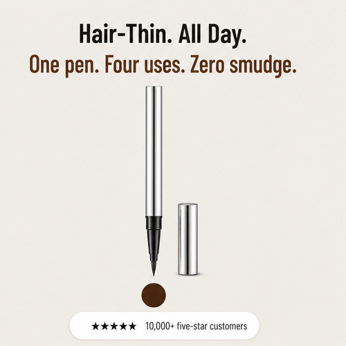 Ultra-fine 4-in-1 waterproof liner pen for brows, eyes & hairline + buy 1 get 1 free