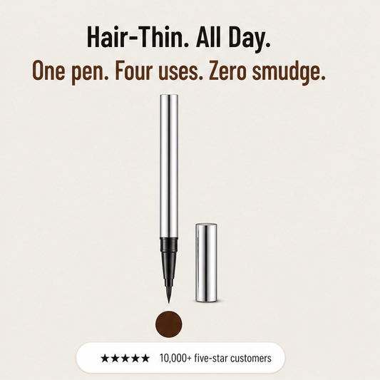 Ultra-fine 4-in-1 waterproof liner pen for brows, eyes & hairline + buy 1 get 1 free