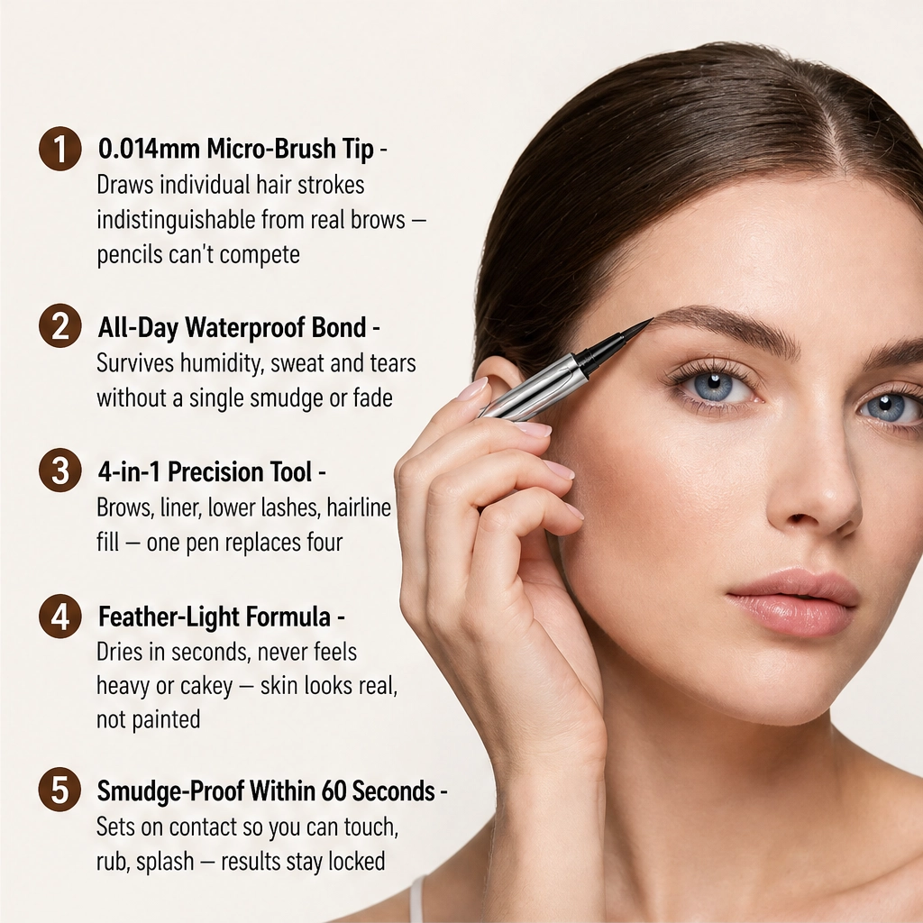 Ultra-fine 4-in-1 waterproof liner pen for brows, eyes & hairline + buy 1 get 1 free