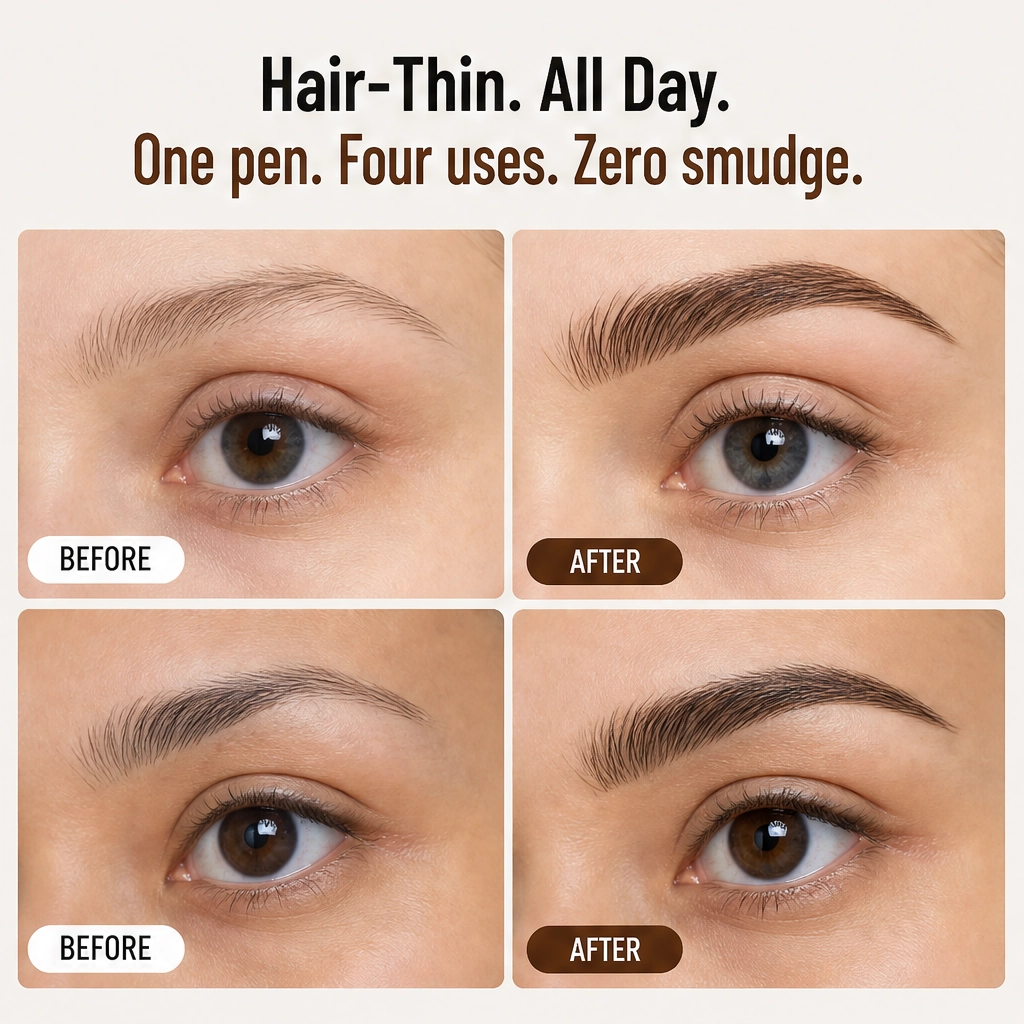 Ultra-fine 4-in-1 waterproof liner pen for brows, eyes & hairline + buy 1 get 1 free