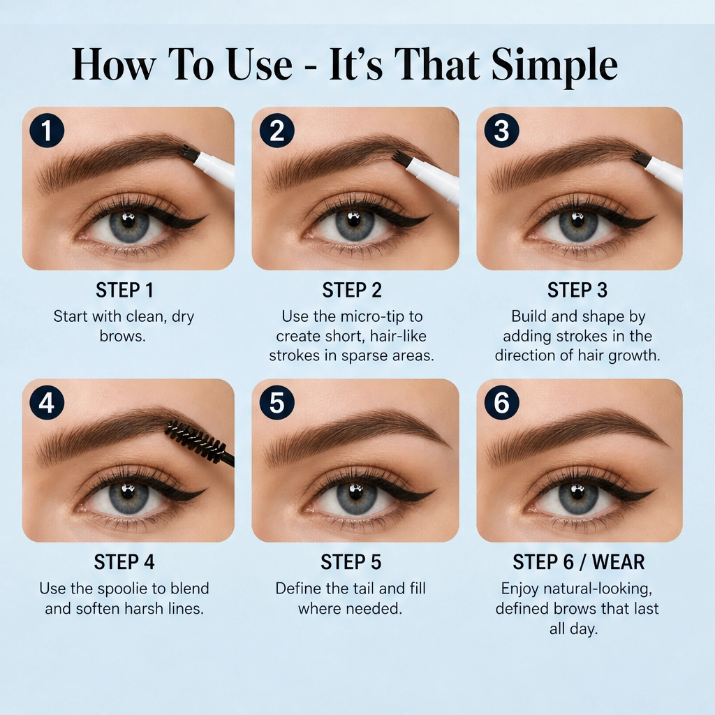 2-in-1 Waterproof microblading brow pen with tint brush