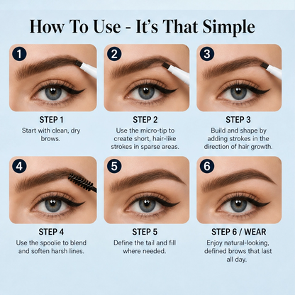 2-in-1 Waterproof microblading brow pen with tint brush