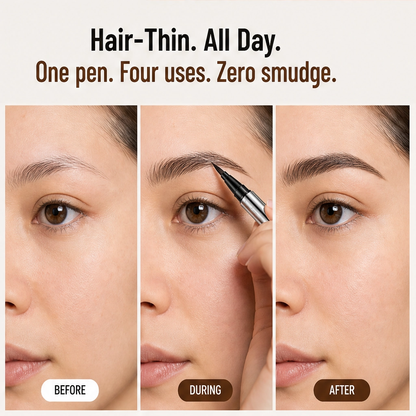 Ultra-fine 4-in-1 waterproof liner pen for brows, eyes & hairline + buy 1 get 1 free
