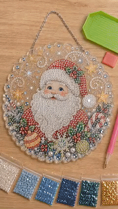 ✨ Christmas Pearl Diamond Art Hanging Ornament Kit | Luxury Flocked Canvas with Scratch-Resistant Non-Fading Pearl Beads DIY Handmade Holiday Hanging Decor 🎅💎