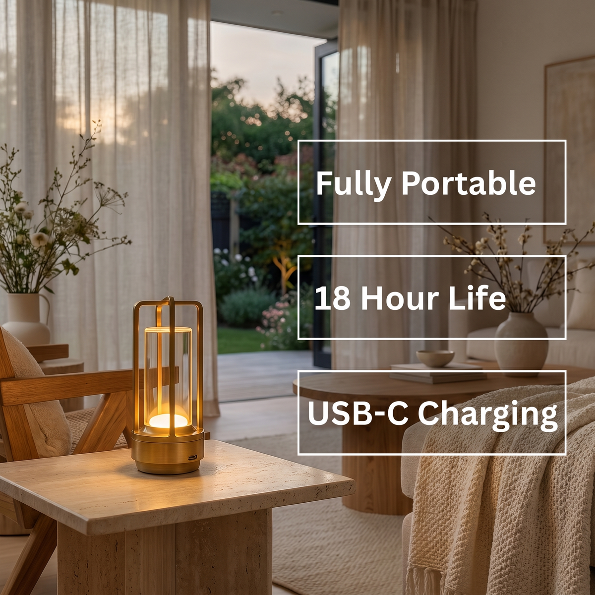 Sora Minimalist Lantern – Cordless Ambient LED Lamp