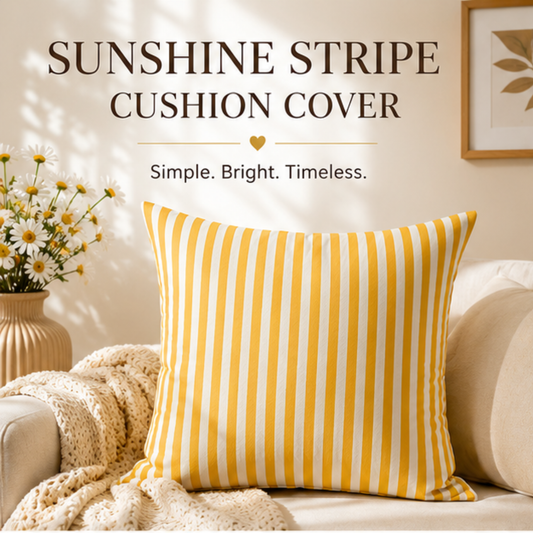 Sunwoven Stripe Bohemian Pillow Cover - Textured Yellow Ticking (20"x20")