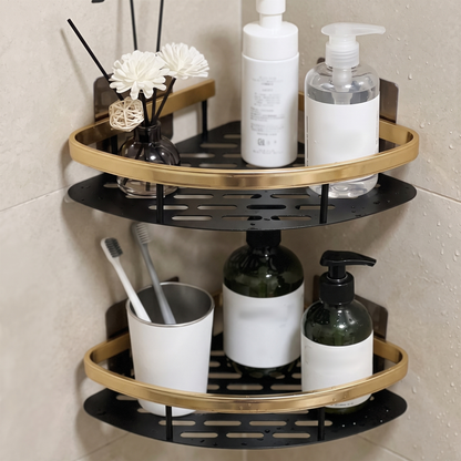 Heavy-Duty Aluminum Corner Shower Basket – Rustproof No-Drill Shelf