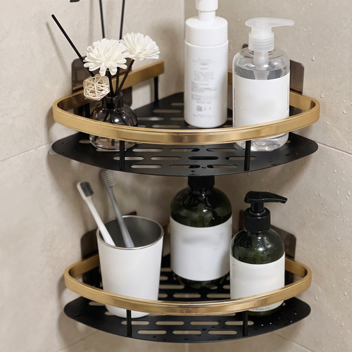 Heavy-Duty Aluminum Corner Shower Basket – Rustproof No-Drill Shelf
