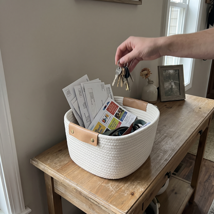 Tapered Cream Rope Basket - 13"