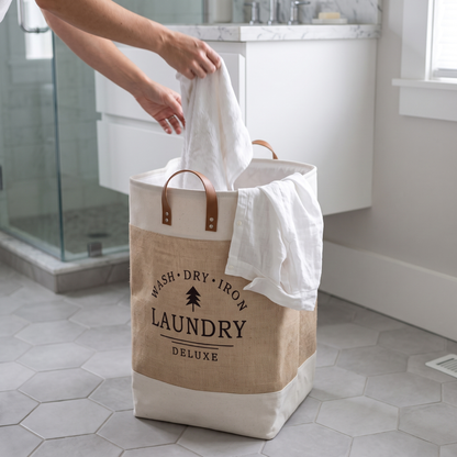 Portable Patchwork Laundry Basket – Cotton Hemp Storage Hamper