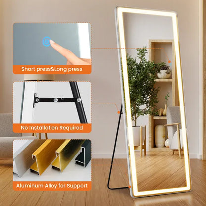 64" x 21" LED Full Length Mirror – 3 Color Lighting