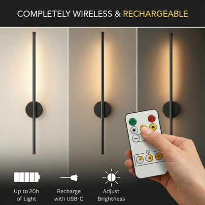 Luma Axis | Wireless LED Wall Sconce for Modern Living Room & Bedside