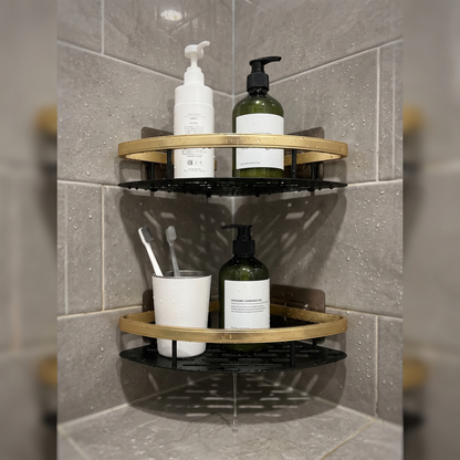Heavy-Duty Aluminum Corner Shower Basket – Rustproof No-Drill Shelf