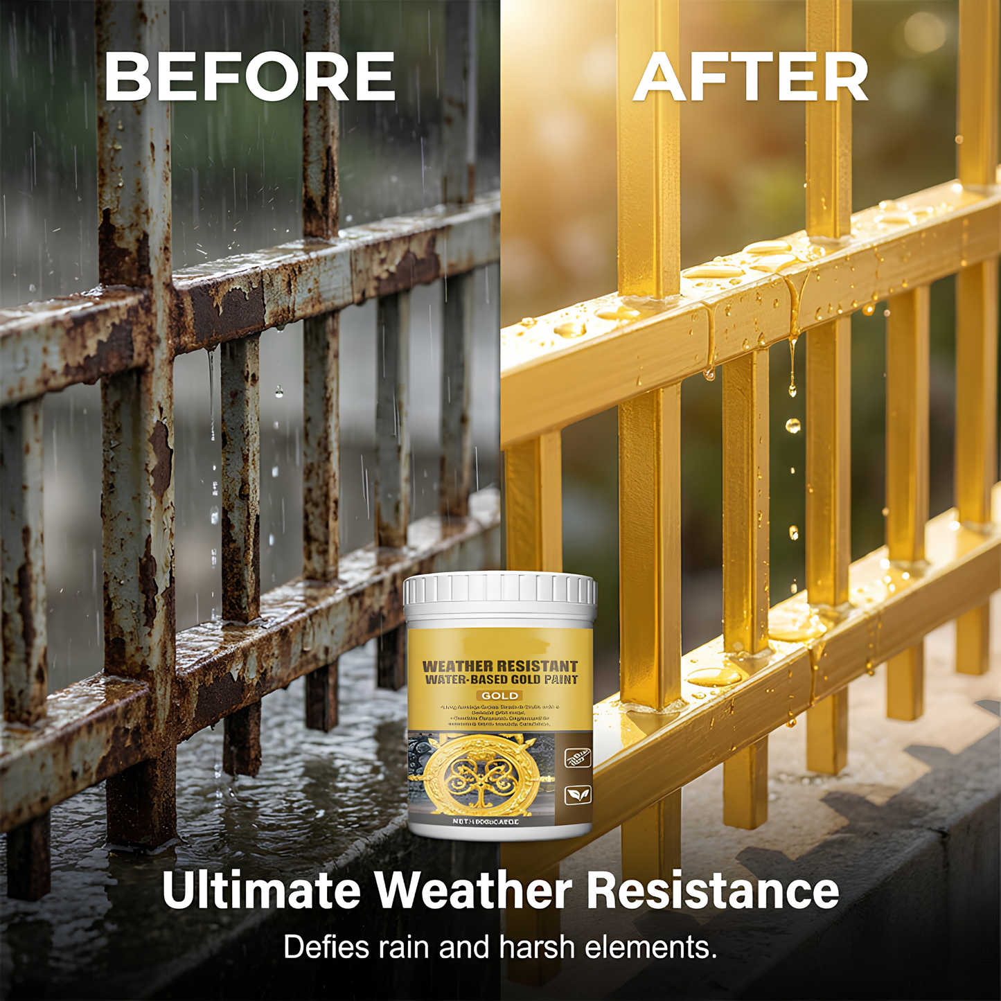 Weather-resistant - water-based gold paint