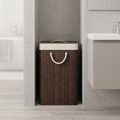 Bamboo Laundry Hamper with Rope