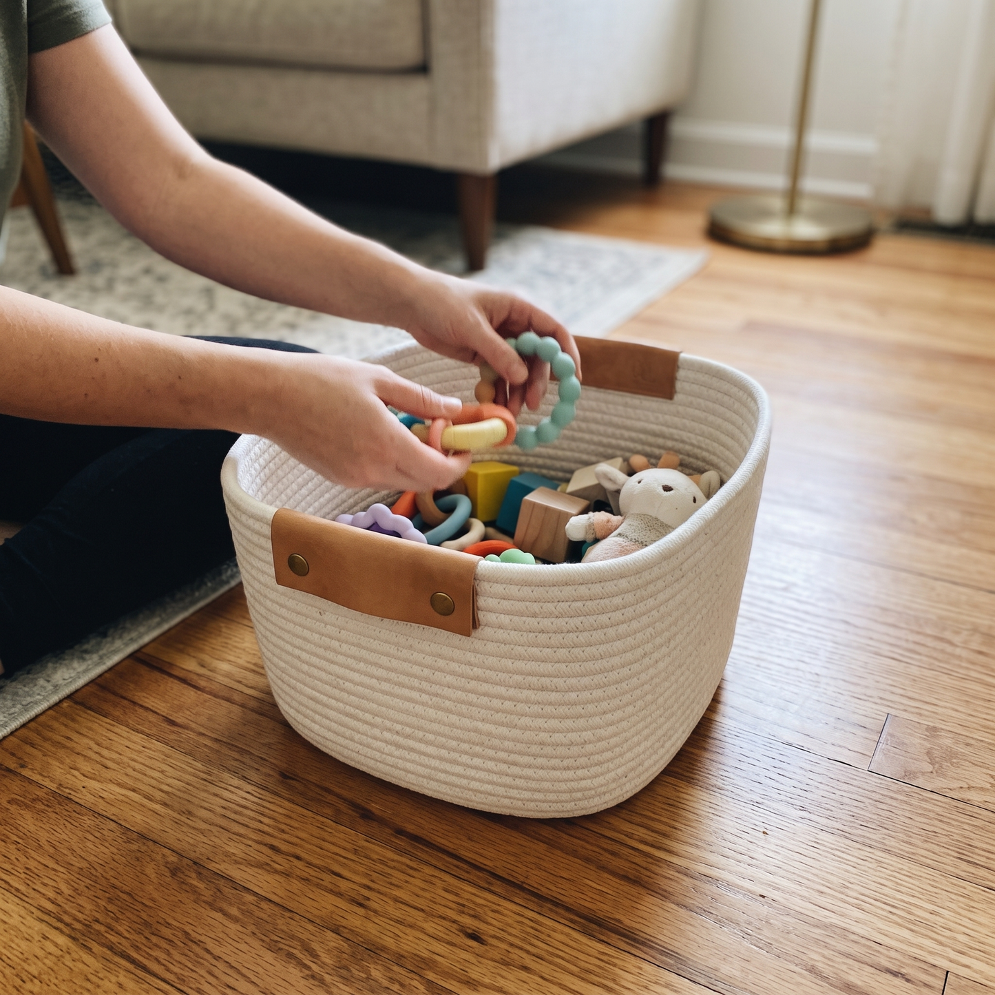 Tapered Cream Rope Basket - 13"