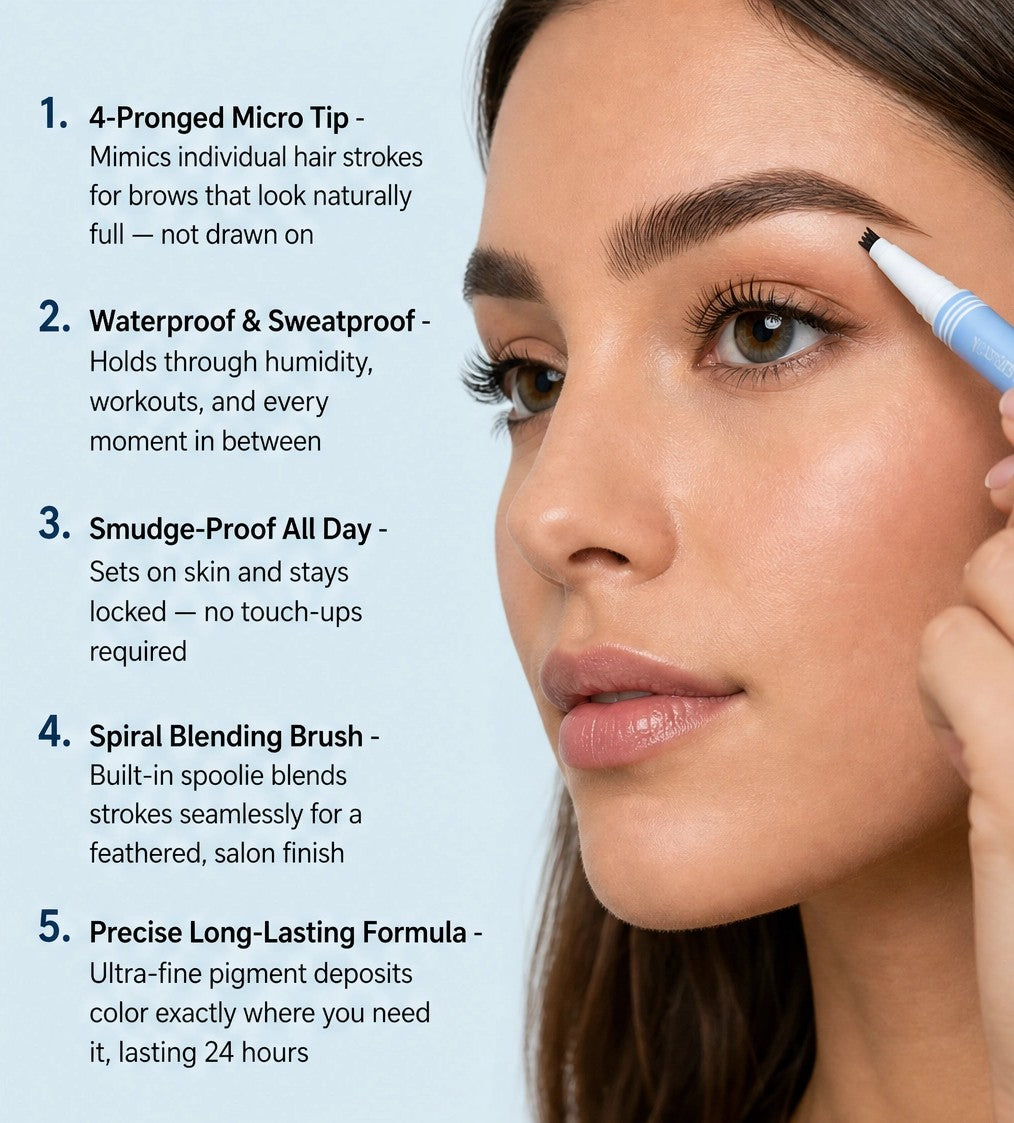 2-in-1 Waterproof microblading brow pen with tint brush