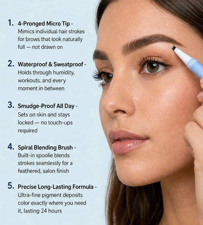 2-in-1 Waterproof microblading brow pen with tint brush
