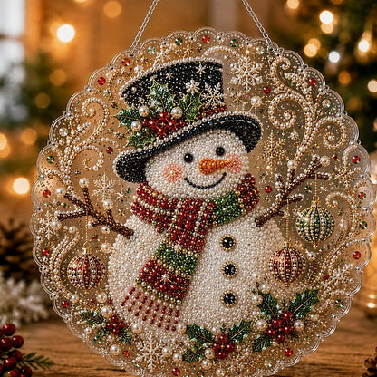 ✨ Christmas Pearl Diamond Art Hanging Ornament Kit | Luxury Flocked Canvas with Scratch-Resistant Non-Fading Pearl Beads DIY Handmade Holiday Hanging Decor 🎅💎