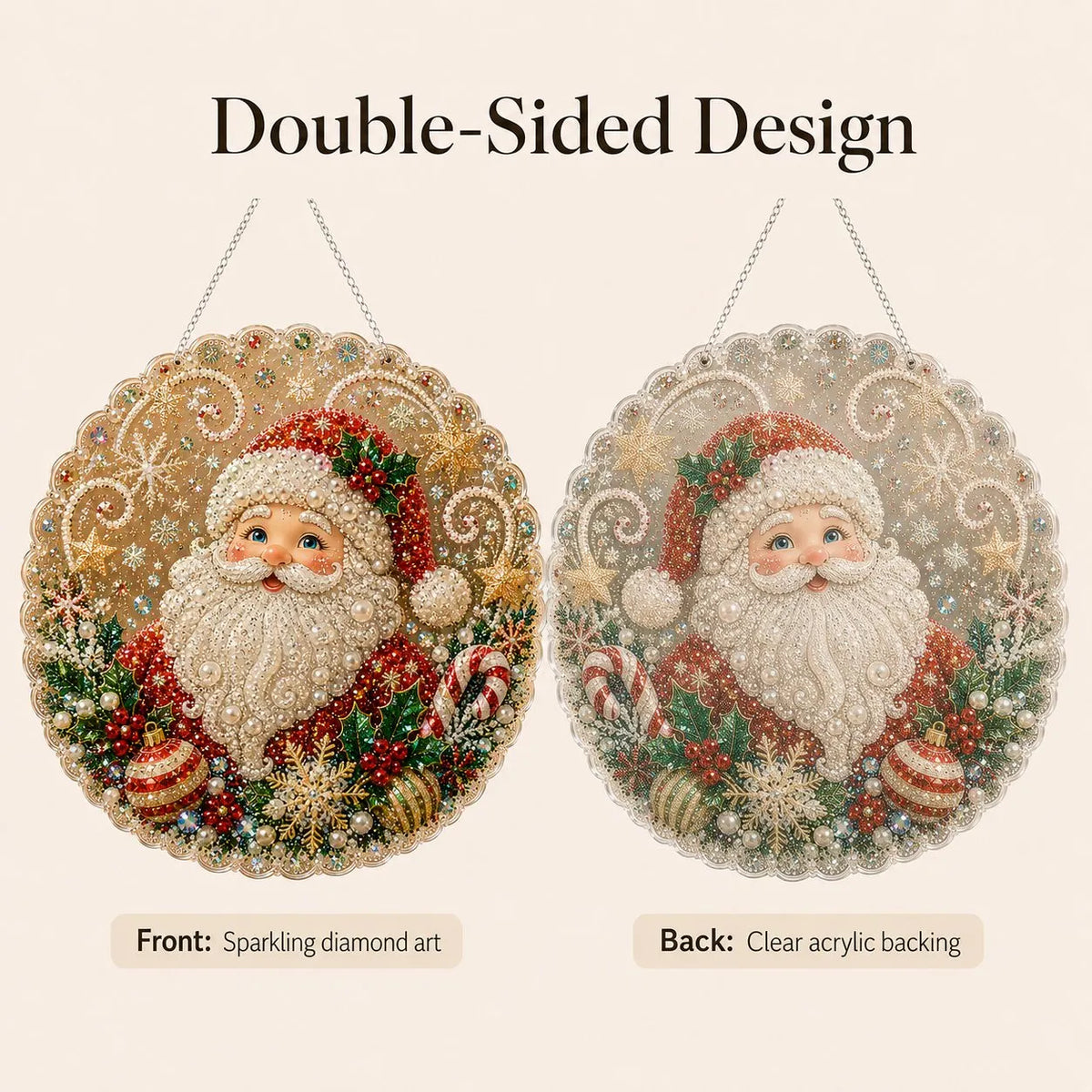 ✨ Christmas Pearl Diamond Art Hanging Ornament Kit | Luxury Flocked Canvas with Scratch-Resistant Non-Fading Pearl Beads DIY Handmade Holiday Hanging Decor 🎅💎