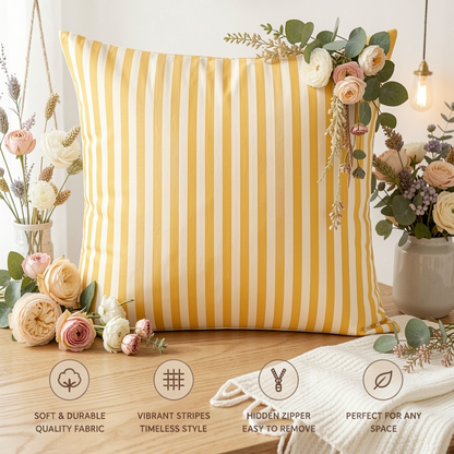 Sunwoven Stripe Bohemian Pillow Cover - Textured Yellow Ticking (20"x20")