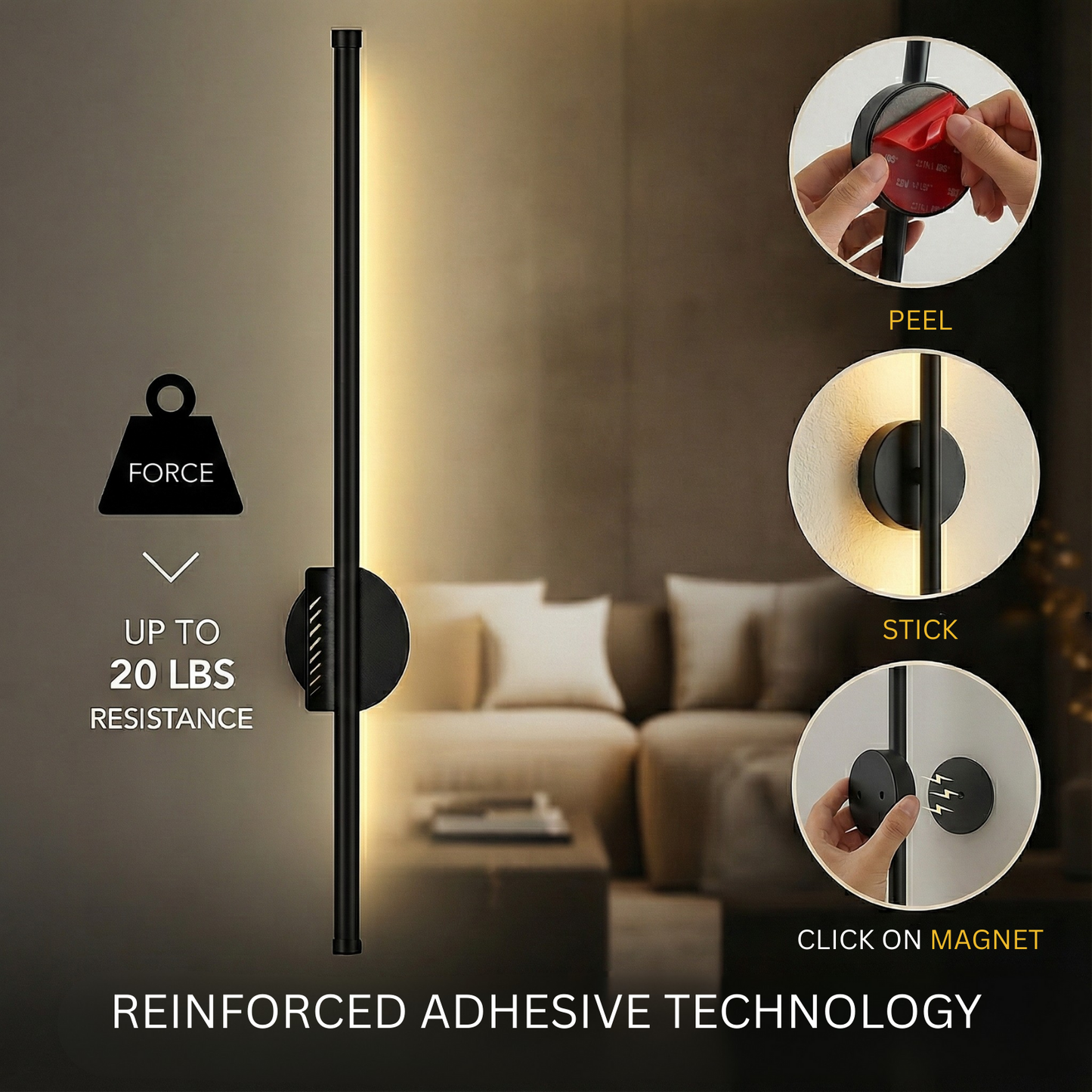 Luma Axis | Wireless LED Wall Sconce for Modern Living Room & Bedside