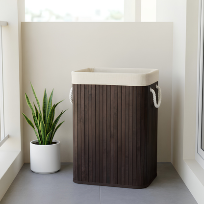 Bamboo Laundry Hamper with Rope