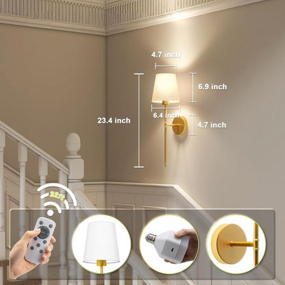 Wireless LED Wall Sconce for Bedside & Bedroom Inspo | Classic Shaded