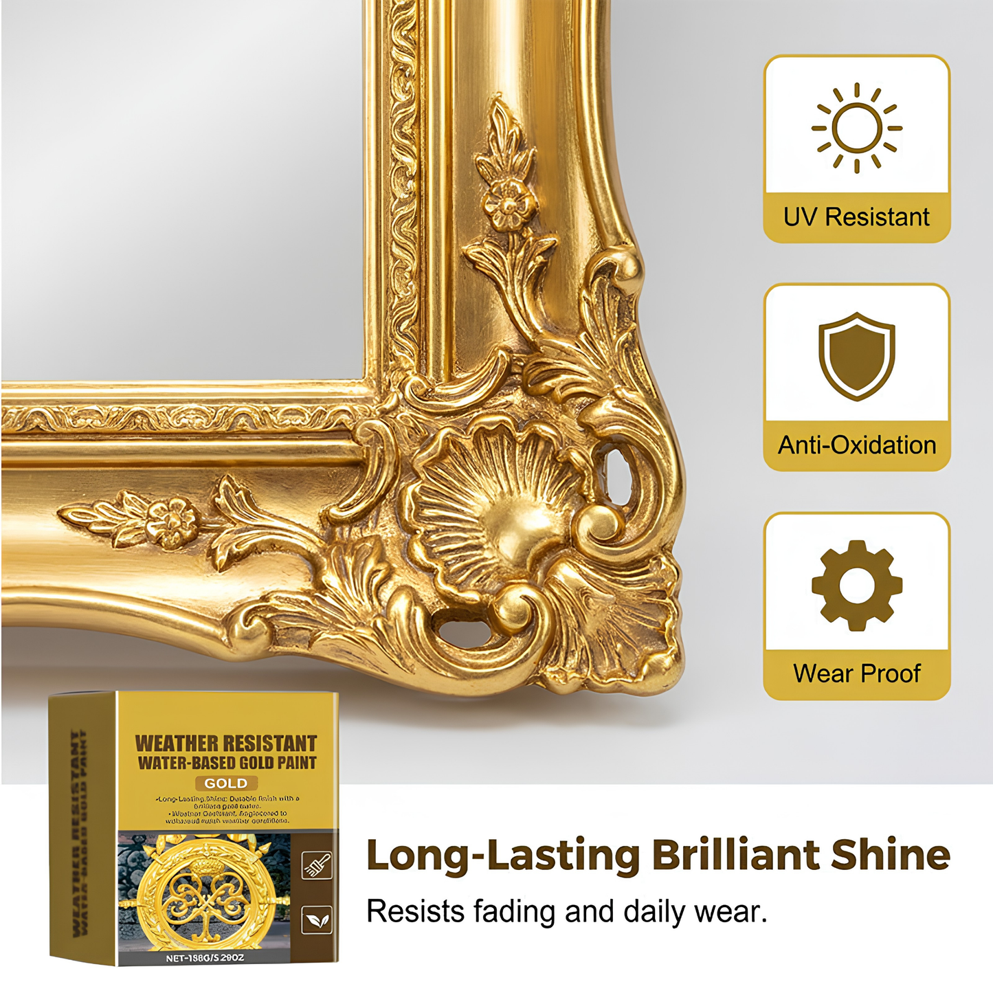 Weather-resistant - water-based gold paint