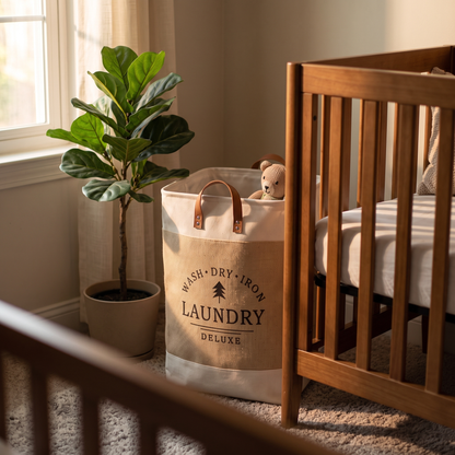 Portable Patchwork Laundry Basket – Cotton Hemp Storage Hamper
