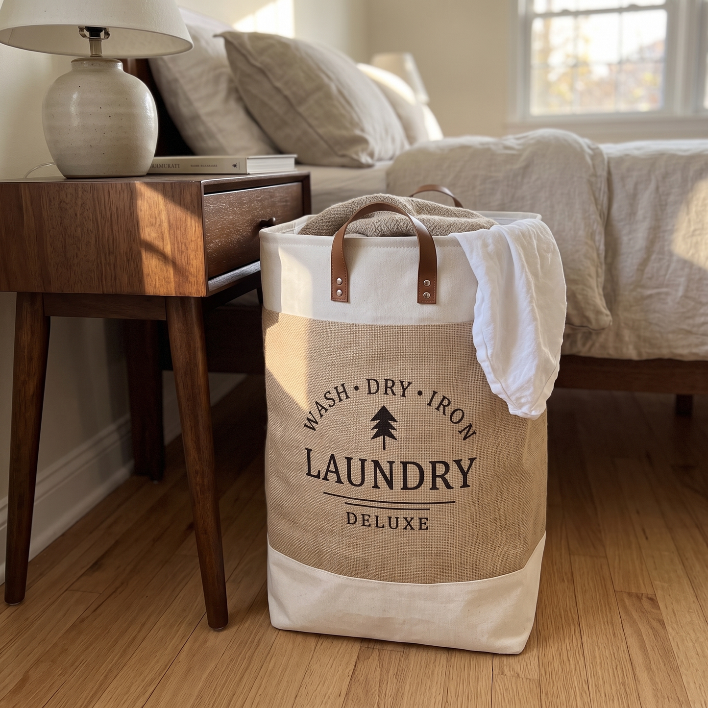 Portable Patchwork Laundry Basket – Cotton Hemp Storage Hamper