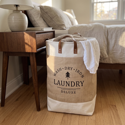 Portable Patchwork Laundry Basket – Cotton Hemp Storage Hamper