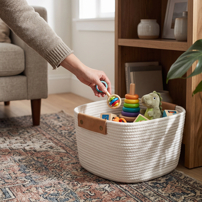 Tapered Cream Rope Basket - 13"