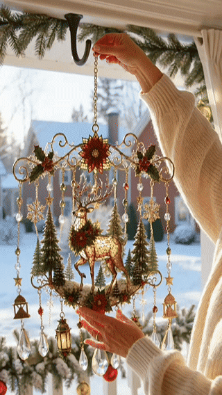Handmade Christmas Stained Glass Window Hanging