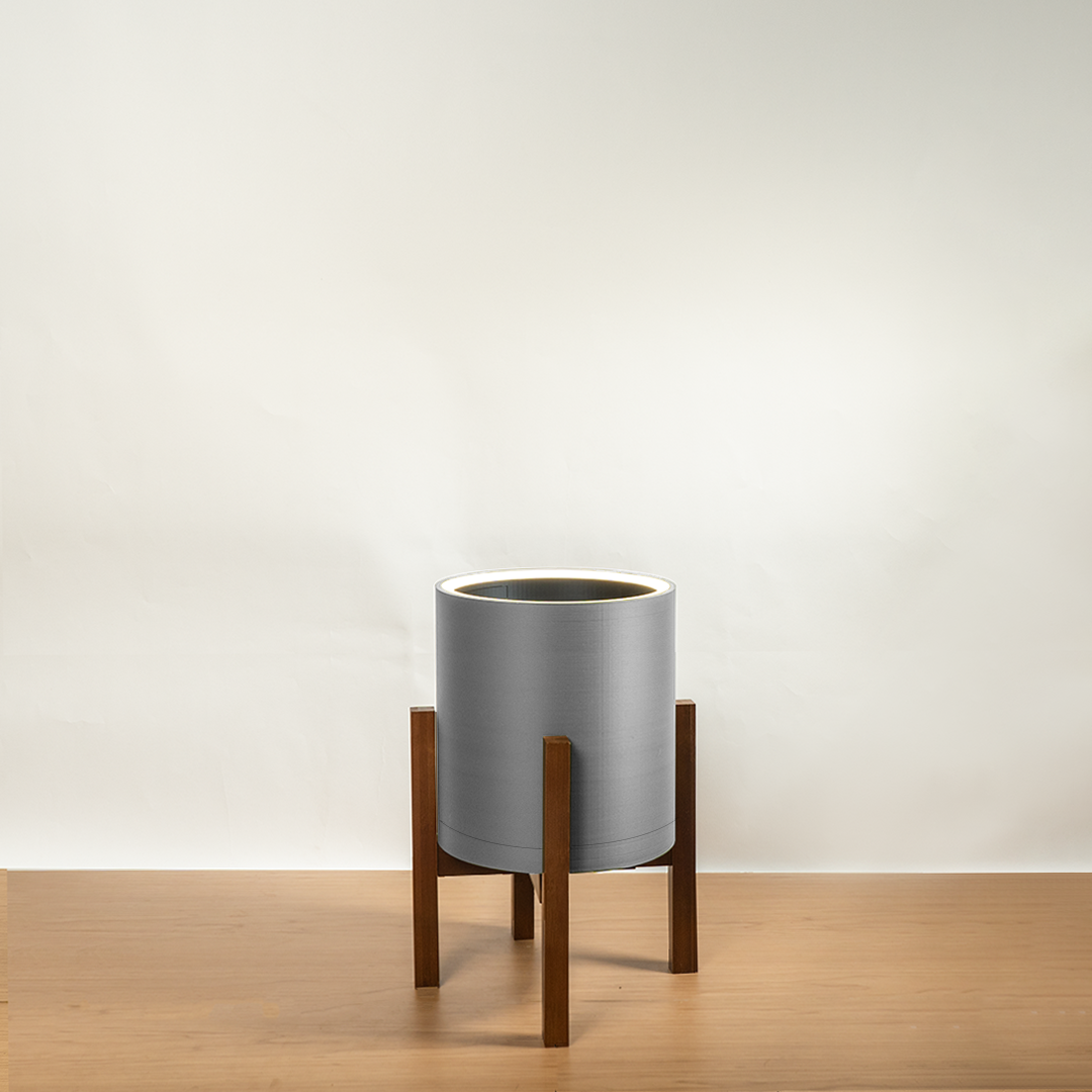 Aura | Medium Round LED Planter - Luna White