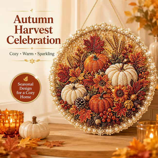 ✨ Four Seasons & Holiday Pearl Art Hanging Wreath Kit | Luxury Flocked Canvas with Scratch-Resistant Non-Fading Pearl Beads DIY Handmade Seasonal Decor 💎