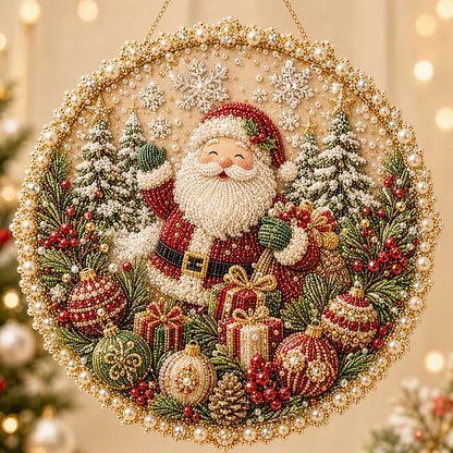 ✨ Four Seasons & Holiday Pearl Art Hanging Wreath Kit | Luxury Flocked Canvas with Scratch-Resistant Non-Fading Pearl Beads DIY Handmade Seasonal Decor 💎