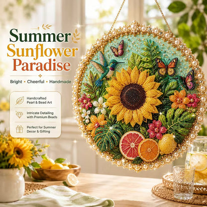 ✨ Four Seasons & Holiday Pearl Art Hanging Wreath Kit | Luxury Flocked Canvas with Scratch-Resistant Non-Fading Pearl Beads DIY Handmade Seasonal Decor 💎