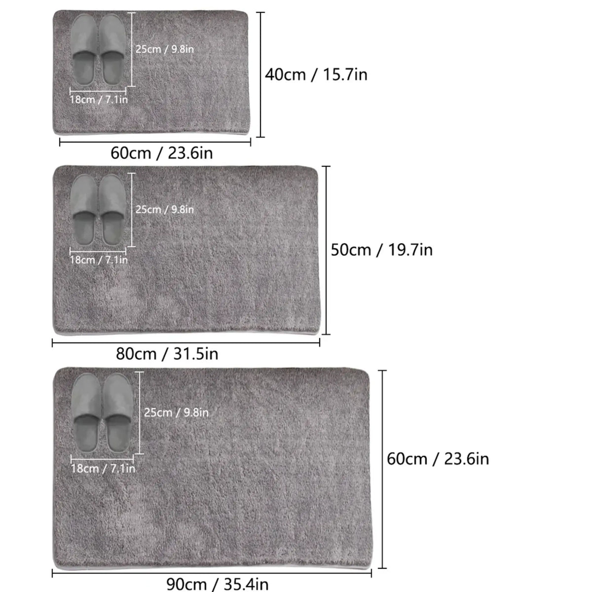 Thickened solid color bathroom non-slip floor mat shower room door absorbent foot mat square long hair toilet