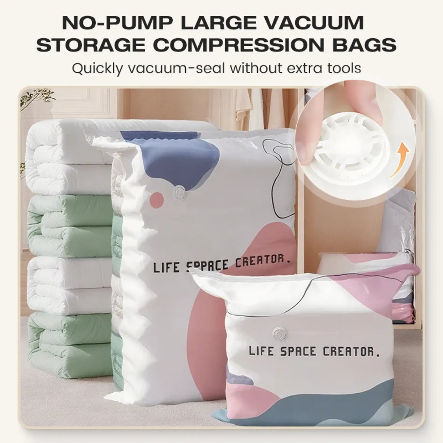 🛏️🗄️No‑Pump Vacuum Storage Bags