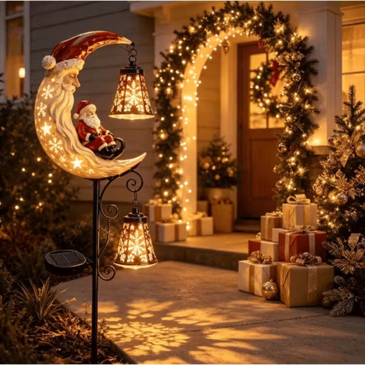 Santa’s Moonlight Lantern Solar Garden Stake