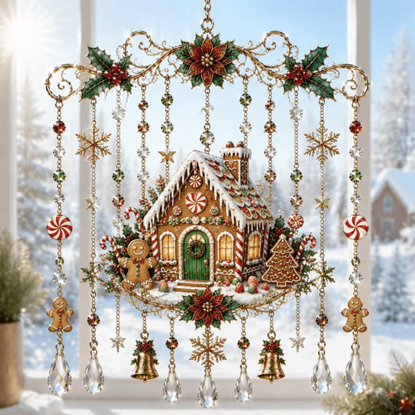 Handmade Christmas Stained Glass Window Hanging
