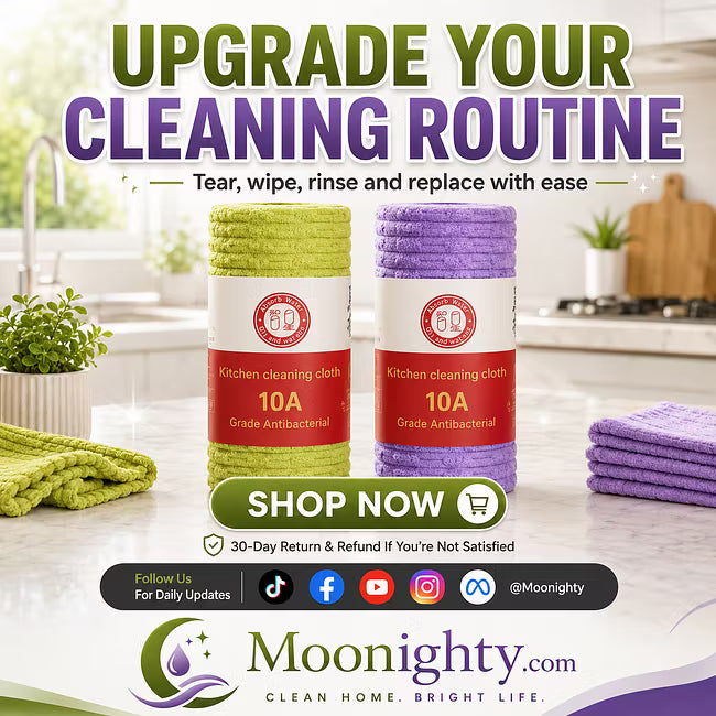⏰ Premium Bamboo Fiber Microfiber Cloths – Tear-Off Design & Antibacterial Protection