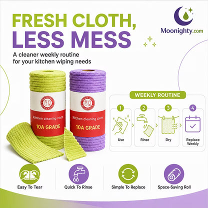 ⏰ Premium Bamboo Fiber Microfiber Cloths – Tear-Off Design & Antibacterial Protection