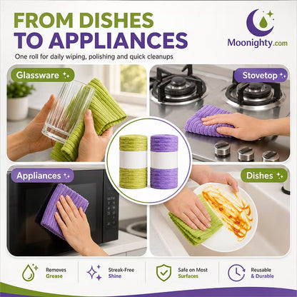 ⏰ Premium Bamboo Fiber Microfiber Cloths – Tear-Off Design & Antibacterial Protection